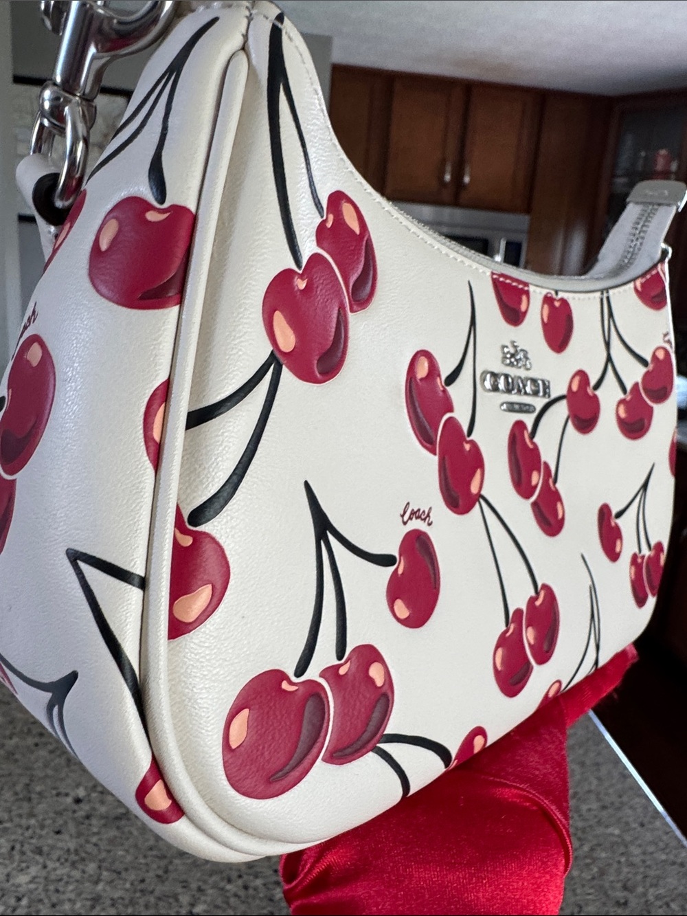 πCoachTeri Shoulder Bag With Cherry Print #CZ774π LIKE NEWπ - Picture 14 of 17